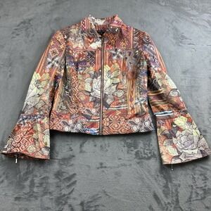 BOHO CHIC Womens Jacket Size 4 Colorful Art To Wear Flare Sleeve Made In USA